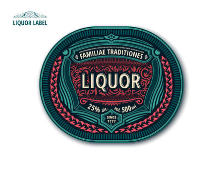 Liquor label, modern style typographic template, beverage package designのイラスト素材