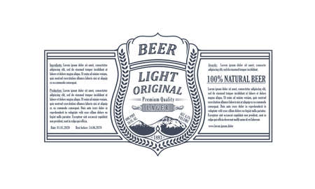 Vintage frame logo. Vector packing label. Gold sticker beer bottleのイラスト素材
