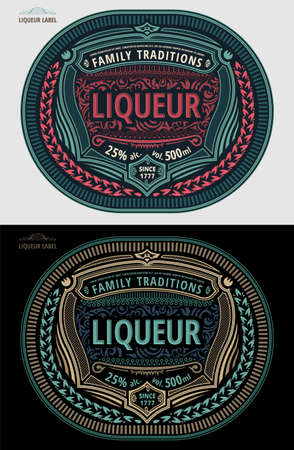 Liquor label, modern style typographic template, beverage package designのイラスト素材