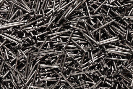 many small steel nails for sale in storeの写真素材