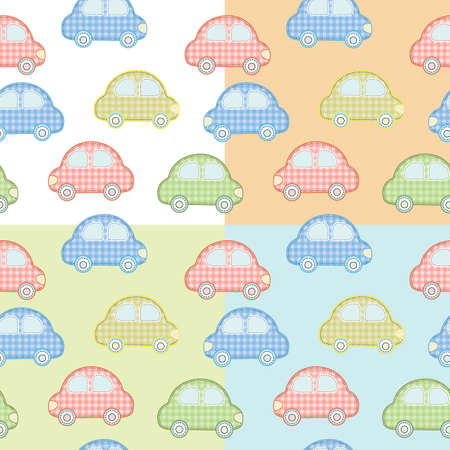 pattern with colorful toy cars for boys with different backgroundsのイラスト素材