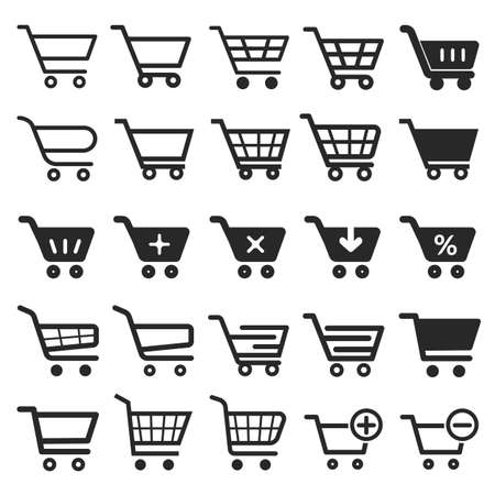 Shopping Cart icon set, shopping cart icon, shopping cart, business icon, web icons, trolley icon, shopping icon, cart icon, shop icon, shopping cart buttonのイラスト素材