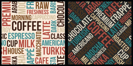 coffee words pattern, coffee text pattern, coffee pattern, coffee background, seamless pattern, text pattern, words pattern, coffee fontのイラスト素材