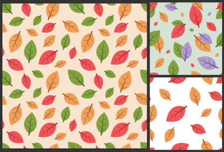 autumn leaves, leaves pattern, autumn pattern, leaves background, autumn background, autumn seamless patternのイラスト素材