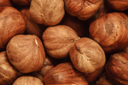 peeled hazelnuts, hazelnut background, natural nuts, vegetarian food, hazelnuts without shellの写真素材