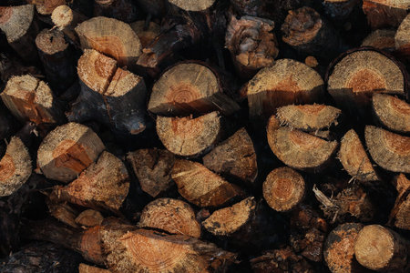 chopped firewood backgroundの写真素材