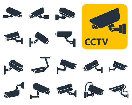 security camera icons, video surveillanceのイラスト素材