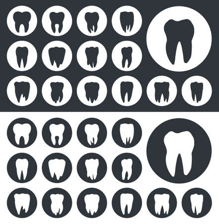 tooth icons, teeth silhouettesのイラスト素材