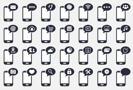 smartphone icons setのイラスト素材