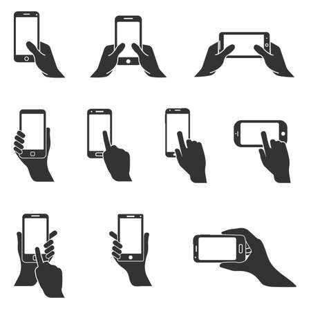 smartphone in hand iconsのイラスト素材
