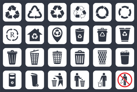 recycle icons and trash signsのイラスト素材