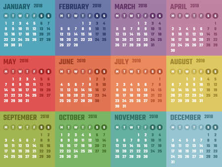 Calendar design 2018 yearのイラスト素材