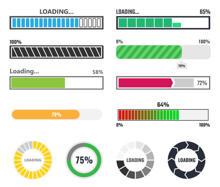Loading bar set, vector illustration, upload progressのイラスト素材