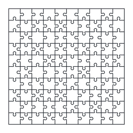 Puzzle jigsaw set of 100 pieces, vector illustrationのイラスト素材