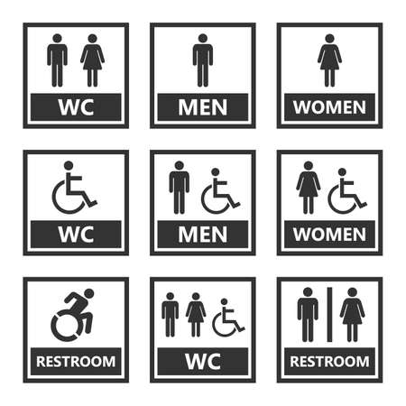 restroom signs and toilet iconsのイラスト素材