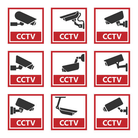 security camera sticker, video surveillance symbols, cctv iconsのイラスト素材