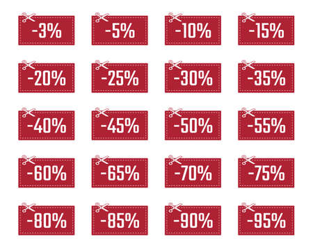 special offer sale coupons, discount labels setのイラスト素材