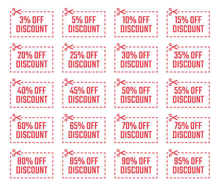 special offer sale coupons, discount labels setのイラスト素材