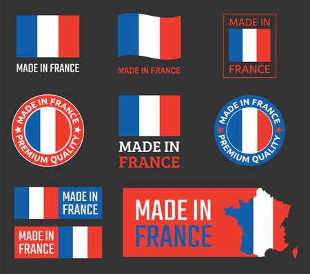 made in France icon set, French product labelsのイラスト素材