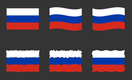 Russia flag, Russian flag vector images setのイラスト素材