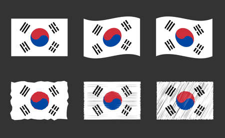 flag of South Korea, Republic of Korea flag vector images setのイラスト素材