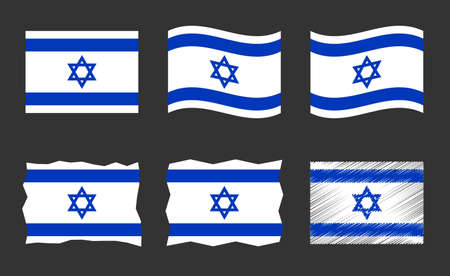 Israel flag vector illustration set, official colors of State of Israel flagのイラスト素材