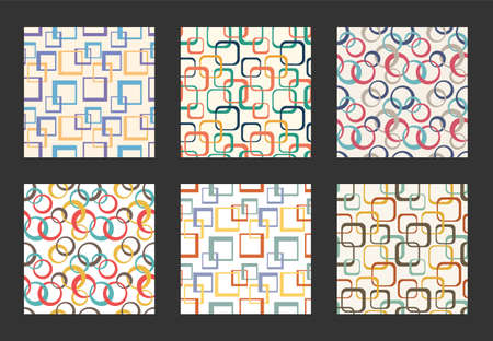 retro seamless pattern set, vintage textile textureのイラスト素材