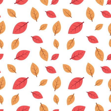 Autumn leaves seamless pattern, vector background with leavesのイラスト素材