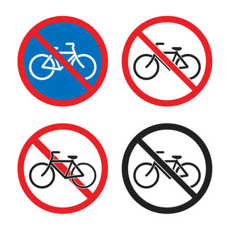 cycling prohibited area, no bicycle iconsのイラスト素材