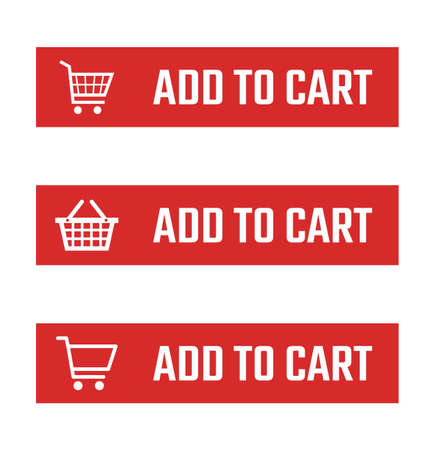 shopping cart item add buttons set, buy now and checkout signsのイラスト素材