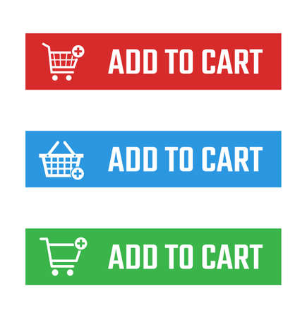 add to cart button set, shopping trolley signsのイラスト素材