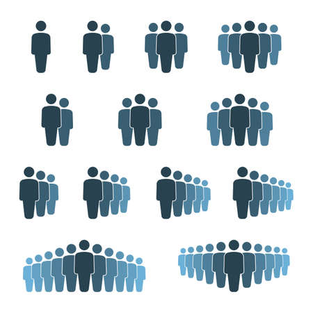people group icon set, working group team with leader, teambuilding signsのイラスト素材