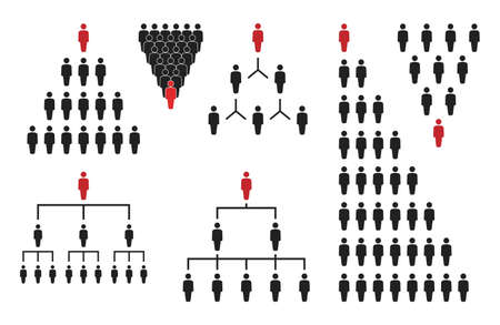 people pyramid with team leader, business career pyramidのイラスト素材