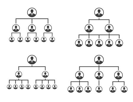 people hierarchy scheme, corporate teamwork pyramide with boss on topのイラスト素材