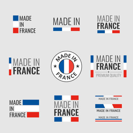 made in France labels set, French product emblemのイラスト素材