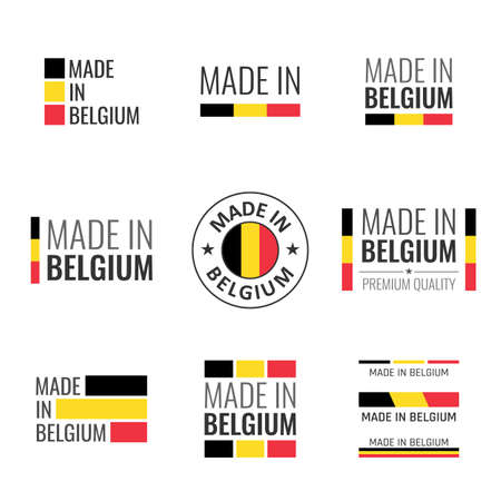 made in Belgium labels set, Belgian product emblemのイラスト素材