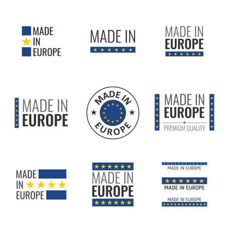 made in Europe labels set, European Union product emblemのイラスト素材