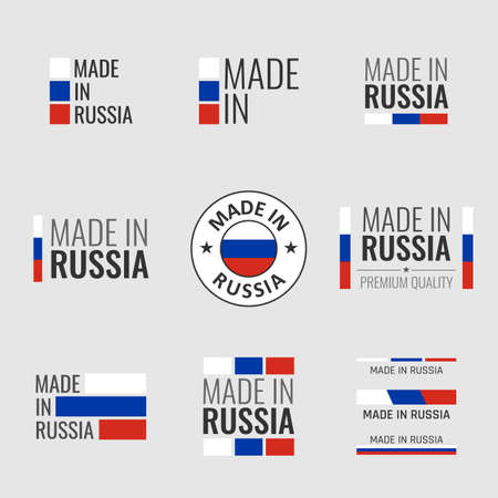 made in Russia labels set, Russian product emblemのイラスト素材
