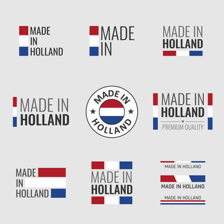 made in Netherlands labels set, Holland product emblemのイラスト素材