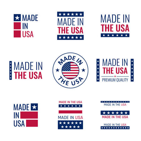 made in the usa labels set, american product emblemのイラスト素材