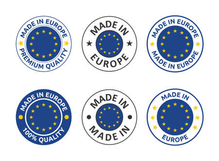 made in Europe labels set, European Union product emblemのイラスト素材