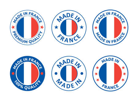 made in France labels set, French product emblemのイラスト素材
