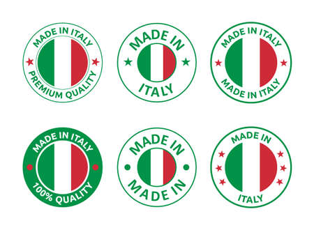 made in Italy labels set, Italian product emblemのイラスト素材