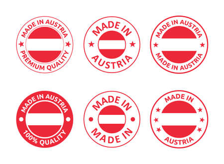 made in Austria labels set, Republic of Austria product emblemのイラスト素材