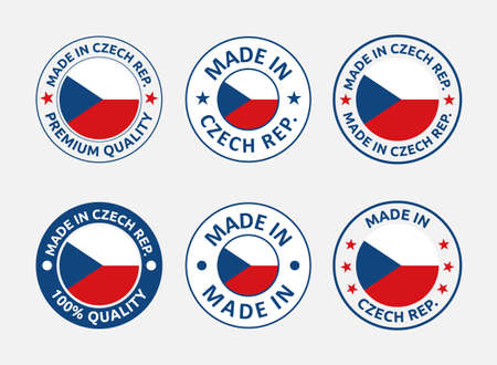 made in Czech Republic icon set, product labels of Czechiaのイラスト素材