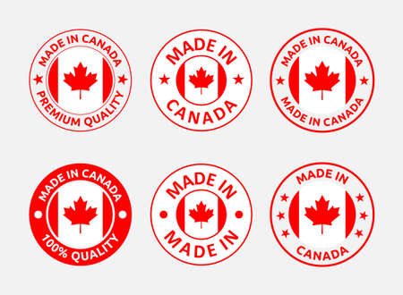 made in Canada labels, Canadian product emblems setのイラスト素材