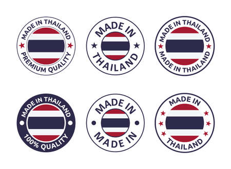 made in Thailand labels set, Kingdom of Thailand product emblemのイラスト素材