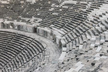 Amphitheater of Aspendos ancient city near Antalya, Southern Turkeyの写真素材