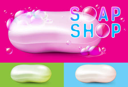 Soap Shop - soap bars with bubblesのイラスト素材