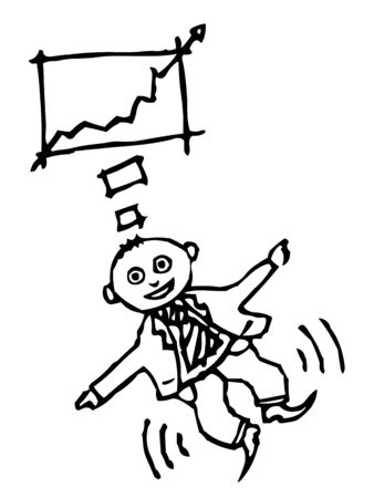 A day trader is happy Because The Stock Exchange is bullishのイラスト素材